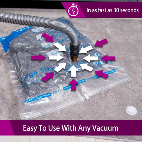 Vacuum Storage Bags 7 pack, Space Saver Sealer Bags for Clothes Blankets Comforters with Hand Pump (Large)