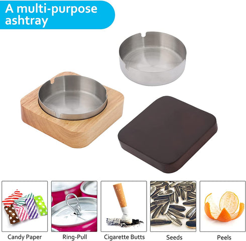 Cute Cool Ashtray for weed with Lid Windproof FriyGardcn Wooden Ashtrays for Cigarettes 0utdoor or Indoor