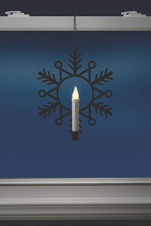 Xodus Innovations Battery Powered Metal Window Wreath with Warm White LED Flameless Candle Light, Black and White, CW1500A