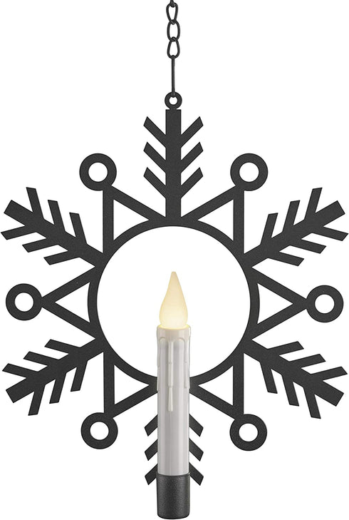 Xodus Innovations Battery Powered Metal Window Wreath with Warm White LED Flameless Candle Light, Black and White, CW1500A