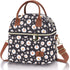Hafmall Insulated Lunch Bag for Women, 9L Dual Deck Womens Lunch Box with Shoulder Strap, Reusable Adult Lunch Tote Bag for Work/School/Picnic, Daisy