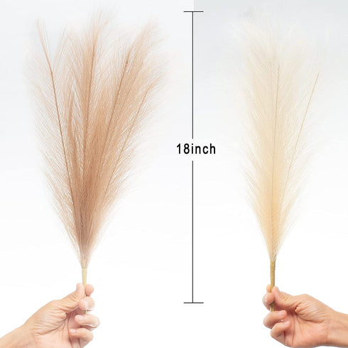 Leerui Faux Pampas Grass, Set of 6 Stems Large Tall 17'' Artificial Fake Flowers,Artificial Pampas Grass Vase-Dried Pampas Grass-Pompous Grass Branches Large