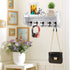 Coat Hooks Wall Mounted,White Rustic Wood Coat Rack with 5 Sturdy Bronze Hooks, White Hanging Wall Coat Hooks Rack for Entryway, Bathroom, Closet Room