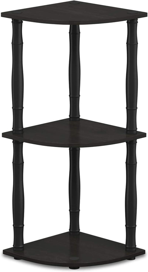 Furinno Turn-N-Tube 3-Tier Corner Display Rack Multipurpose Shelving Unit with Classic Tube, Espresso/Black