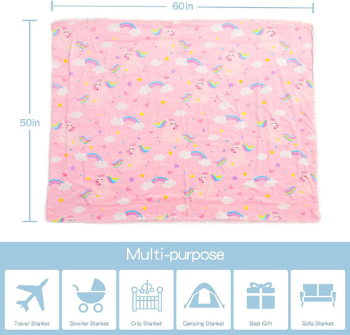 Toneed Soft Throw Blanket for Girls Kids, 50'' x 60'' Fluffy Flannel Warm Blankets for Bed, Plush Washable Decorative Fur Blanket for Room Sofa, Couch and Home Decor