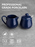 Sweese 480.103 Porcelain Sugar and Creamer Set, Coffee Serving Set, 3 Piece with Cream Pitcher, Sugar Bowl with Lid and Spoon, Navy