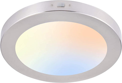 Cloudy Bay 7.5 inch 3 Color LED Mini Flush Mount Ceiling Light 3000K/4000K/5000K Adjustable,120V 12W 840LM CRI90+,Brushed Nickel