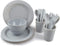 Plastic Plates College Dorm Room Essentials Dishes Set Camping Plates and Bowls Dishes Set Dinnerware Accessories Mess Kit-Microwaveoven Safe BPA-Free with Mesh Bag-24PCS