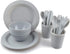Plastic Plates College Dorm Room Essentials Dishes Set Camping Plates and Bowls Dishes Set Dinnerware Accessories Mess Kit-Microwaveoven Safe BPA-Free with Mesh Bag-24PCS