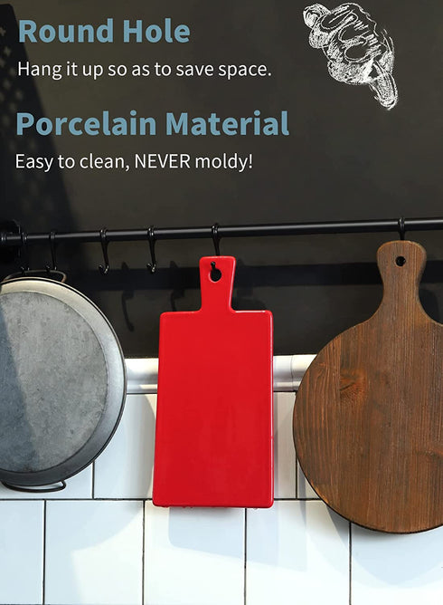 Sweese 818.104 Cheese Board Charcuterie Board Set with Knife, Cheese Serving Platter with Handle for Display, Entertaining and Serving, Fancy House Warming Gift, Red