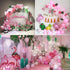 Pink Flamingo Hawaiian Party Balloons Tropical Arch Garland Kit Luau Jungle Party Supplies Palm Leaves Strip Confetti Latex Balloon for Luau Jungle Decoration