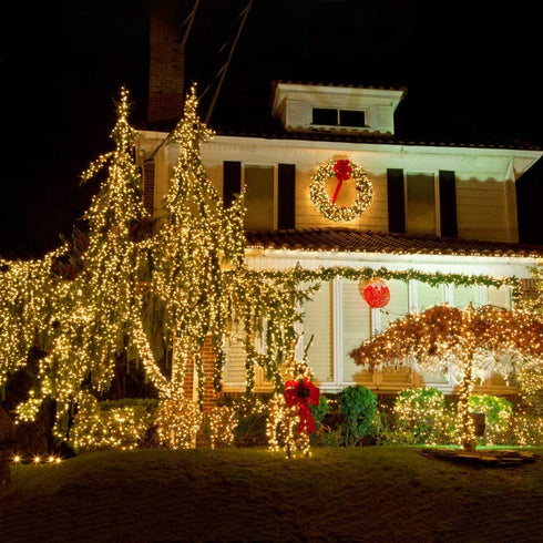 83ft 1000 LEDs Christmas String Lights, Quntis Christmas Decoration Lights Outdoor Indoor, Waterproof Clear Wire Warm White Plug in Fairy Light, 8 Modes Twinkle Lights for Christmas Tree