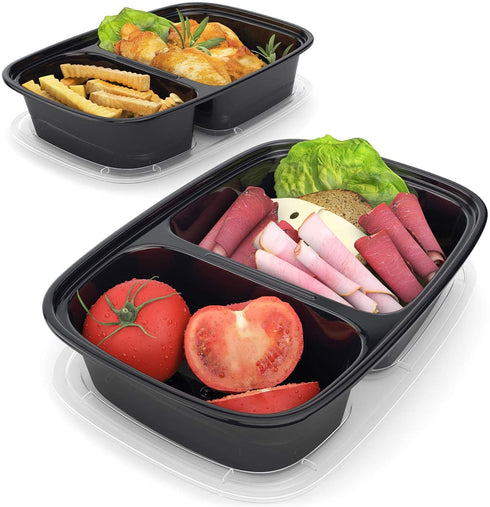 Meal Prep Container 2 Compartment 30 pack, Meal Prep Tupperware Sets with Lids, Meal Prep Containers Reusable, Food Prep Containers, Divided Food Storage Containers, BPA-free, Freezer Meal Containers