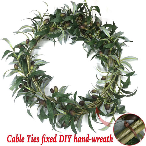 Artificial Plants Greenery Olive Branches Stems Fake Plants Green Leaves Fruits Branch Leaves for Home Office ndoor Outside DIY-Wreath Decor 28-Inch (3pcs)