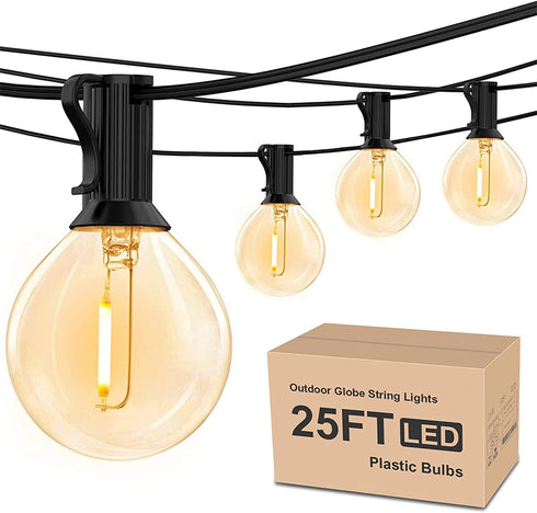 RTTY Outdoor String Lights 25ft, G40 Led Patio Lights with 13pcs Bulbs,Waterproof Shatterproof Dimmable Hanging Globe Outdoor Lights for Cafe,Bistro & Backyard