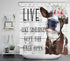 ECOTOB Cow Shower Curtain Cute Farm Animal Bathroom Decorative Curtain Funny Farmhouse Bathroom Curtain Rustic Grey Wooden Board Motivational Quote Restroom Bathtub Decor with 12 Hooks 69x70 Inch