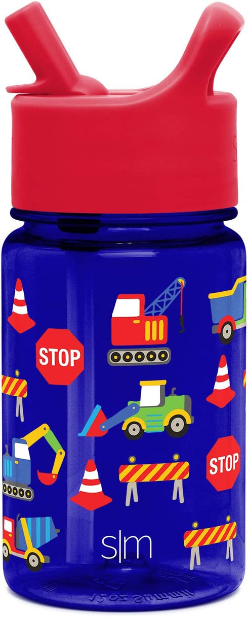 Simple Modern Kids Water Bottle Plastic BPA-Free Tritan Cup with Leak Proof Straw Lid |Reusable and Durable for Toddlers, Boys, Girls | Summit Collection | 12oz, Under Construction
