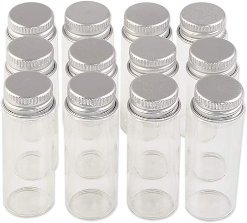 24units 14ml Mini Jars Crafts Glass Bottles with Aluminium Cap Liquid Pill Powder Ornament Bottles Empty Glass Vials Jars (24, 14ml)