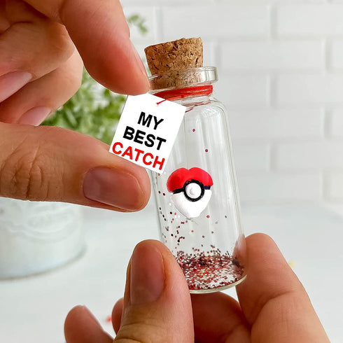 Cute Anniversary Present For Girlfriend or Boyfriend, Unique Game-Inspired Romantic Bottle, Anniversary Love Wish Jar (No Box, My Best Catch)