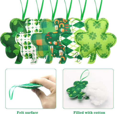 Ahzemepinyo 24 Pieces St. Patrick 's Day Shamrock Hanging Ornament Good Luck Clover Felt Ornament Shamrock Decoration for Tree Table Shelf Festival Party De