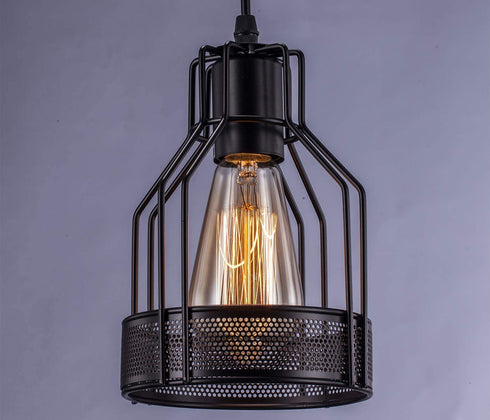Licperron Pendant Light Fixtures 3-Light, Kitchen Light Fixtures, Edison Metal Caged Vintage Hanging Pendant Fixture for Kitchen Dining Room Bar Hotel, E26 Base