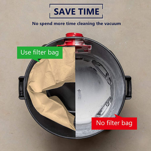 KEEPOW Disposable Filter Bag Compatible with Stanley 4-5 Gallon Wet/Dry Vacuums, Part# 25-1230 (10 Pack)