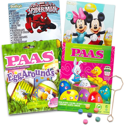 Variety Pack Dudley's and Paas Easter Egg Decorating Kits. Pack of 4. (Decorating Kits will vary but not duplicated)