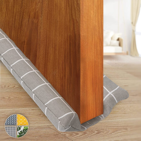Twin Door Draft Stopper36 in Under Door Draft Stopper Bottom Seal Weather Stripping Window Breeze Blocker Sound Blocker Adjustable Door SweepsDouble Sided-Removable and WashableCheck Gray