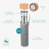 Navaris Glass Water Bottle with Tea Infuser - Double Walled Borosilicate Glass Travel Tumbler with Bamboo Lid - 15.2oz (450ml), Flower of Life Design