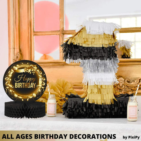 Birthday Table Centerpiece Decoration - 5-Pack Double Sided Cardstock & Tissue Paper Honeycomb Happy Birthday Decorations - 12 Birthday Party Decorations Centerpieces for Table Decorations