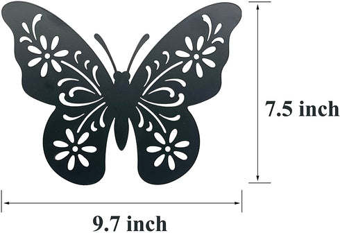 Metal butterfly wall art decor, 9inch set of 3 black Concise Decoration Hanging for living room bedroom bathroom Kitchen Patio Balcony House indoor outdoor, unique gift choice Waiu