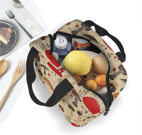 The Various Mushroom Art Lunch Bag For Women Girls Kids Insulated Picnic Pouch Thermal Cooler Tote Bento Large Meal Prep Cute Bag Big Leakproof Soft Bags For Lunch Box, Camping, Travel, Fishing
