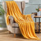 MIULEE Fleece Throw Blanket with Pompom Tassel for Halloween Soft Flannel Cozy Mustard Yellow Bed Blanket Fuzzy Plush Warm Farmhouse Boho Decor for Couch Sofa Bed Throw Size 50"x60"