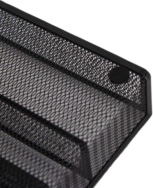 JANE EYRE Sturdy Utensil Drawer Organizer, Cutlery Tray, Silverware/Flatware Storage Divider for Kitchen, Mesh Designing with Non-slip Rubber Feet (Black)