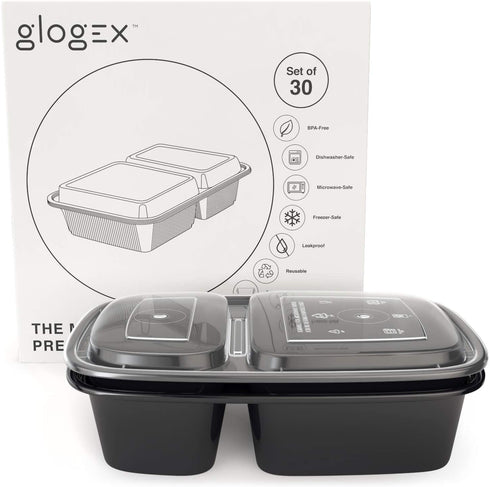 Meal Prep Container 2 Compartment 30 pack, Meal Prep Tupperware Sets with Lids, Meal Prep Containers Reusable, Food Prep Containers, Divided Food Storage Containers, BPA-free, Freezer Meal Containers