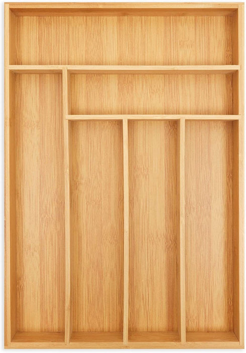 Bamboo Drawer Organizer Tray for Silverware, Utensils, Cutlery, Kitchen (17 x 12 x 2 In)