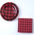 Aneco 98 Pieces Red and Black Plaid Party Supplies Party Tableware Paper Plates and Napkins for 24 Guests