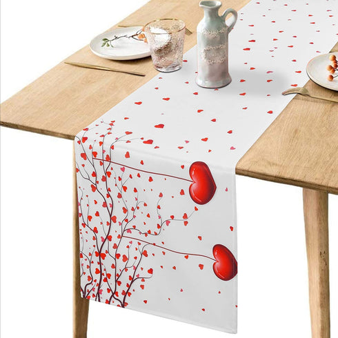 Alishomtll Valentine's Day Table Runner Love Heart Table Runners, Red Heart Waterproof Table Runners for Valentine's Day, Party, Gift, Decor, 14 x 108 inches