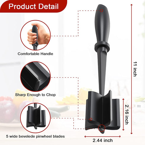 2 Pcs Meat Chopper, Upgrade Hamburger Chopper, Premium Heat Resistant Meat Masher for Hamburger Meat, Ground Beef Smasher, Nylon Meat Smasher Tool, Non Stick Mix Chopper, Hamburger Smasher Safe