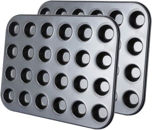 Kingrol 24-Cup Nonstick Mini Cupcake & Muffin Pans, Carbon Steel Baking Pans - 2 Pack