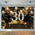 Sensfun Happy 30th Birthday Party Backdrop for Women Black Gold Balloons Sparkle Bokeh Dots Photography Background Fabulous Thirty Birthday Banner Cake Table Decoration Supplies Photo Backdrops 7x5ft