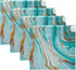 ALAZA Beautiful Juicy Turquoise Marble Cloth Napkins Dinner Napkins Set of 4,Reusable Table Napkins Washable Polyester Fabric for Cocktail Party Holiday Wedding Home Decorative