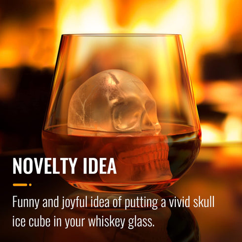 HAVOER Extra Large 3D Skull Ice Cube Mold - Flexible Silicone Skull Ice Maker Mold for Whiskey - 4 Cavity Skull Ice Cube Tray with Funnel - Skull Mold for Baking, Chocolate, Candy and Resin