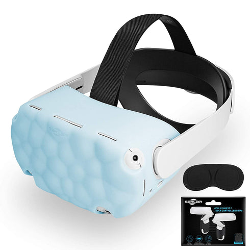 SARLAR Design Silicone Cover Shell Protector for Oculus Quest 2 Headset and Touch Controller Accessories Shockproof and Anti-Collision, Front Face Cover with Grip Cover and Lens Protect Cover