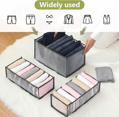Clothing Organizer?2pcs Wardrobe Drawer T-Shirt Pants Organizer 7 Grids Foldable Washable Closet Organizers and Storage Stacking Separation Bags