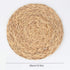 kilofly Natural Water Hyacinth Weave Placemat Round Braided Rattan Tablemats 13.5 inch x 4pc