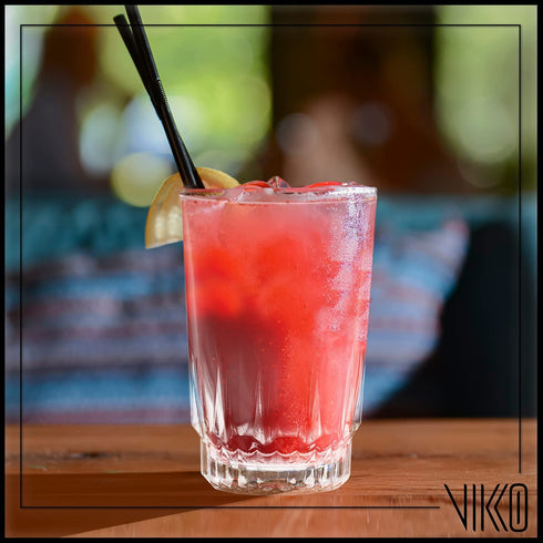 Vikko 9 Ounce Drinking Glasses: Highball Kitchen Glassware - For Orange Juice, Water, Soda, etc. -Thick and Durable - Sculpted Lines Design - Dishwasher Safe Set of 12 Crystal Clear Glass Cups