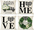 PANDICORN Modern Farmhouse Pillow Covers 18x18 Set of 4, Black Buffalo Plaid Check Home Love Heart Truck Wreath, Spring Decor Green Flower Floral, Welcome Throw Pillow Cases Outdoor Decorations