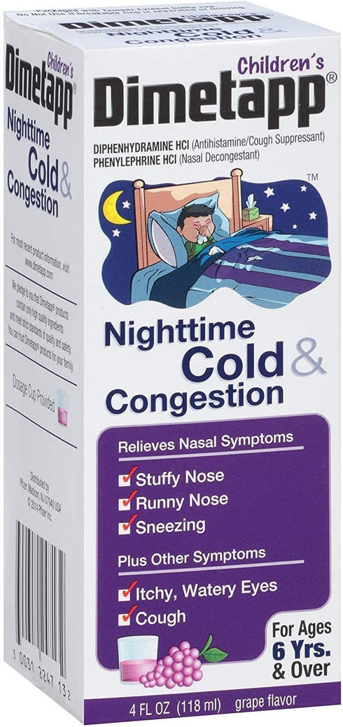 Dimetapp Childrens Nighttime Cold and Congestion Grape - 4 fl oz