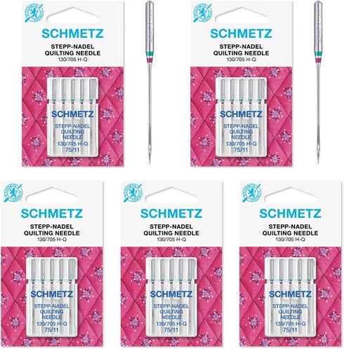25 Schmetz Quilting Sewing Machine Needles 130/705H H-Q Size 75/11